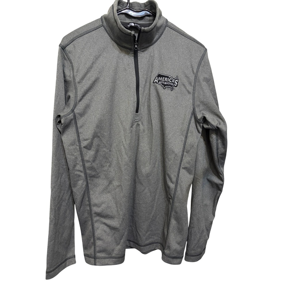 The North Face Mens Grey Quarter Zip Pullover Americas Auto Auction Logo Small